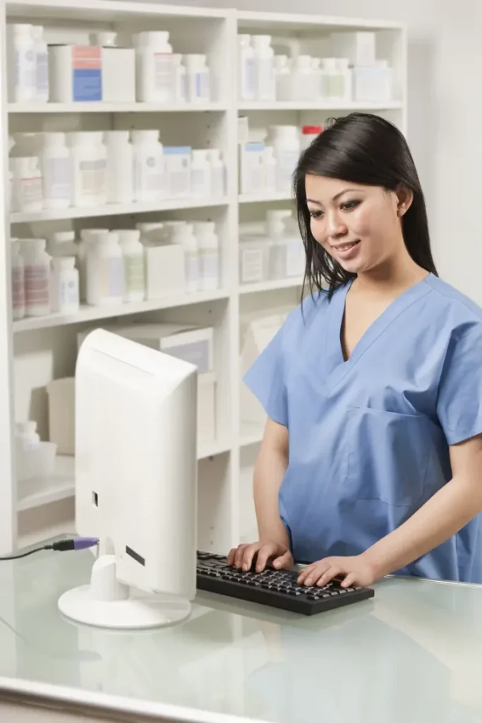 pharmacist working on her computer